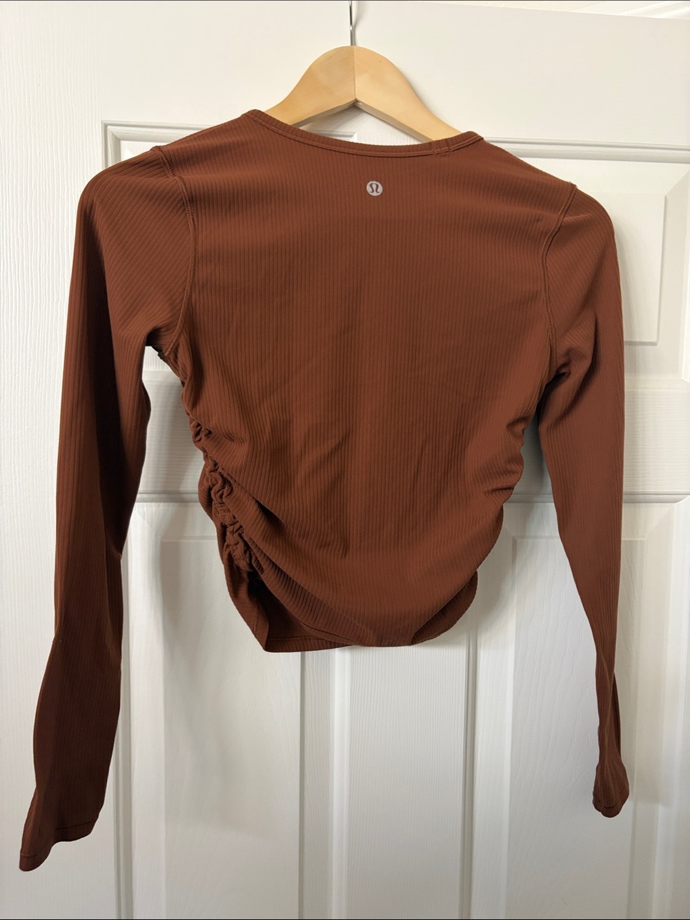 lululemon athletica Long Sleeve Ruched Crop Top - Brown Rust